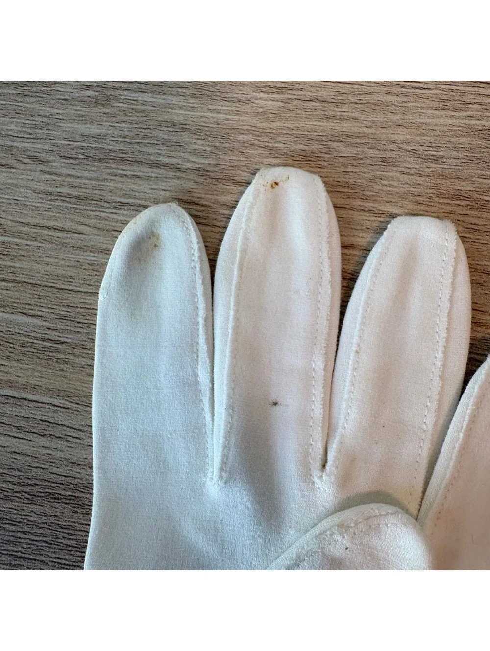 Vintage White Nylon Beaded Dress Gloves Wrist Formal Wedding Tea Party Costume